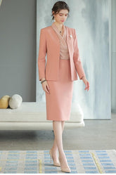 Simple V-neck Skirt Suit - FashionByTeresa